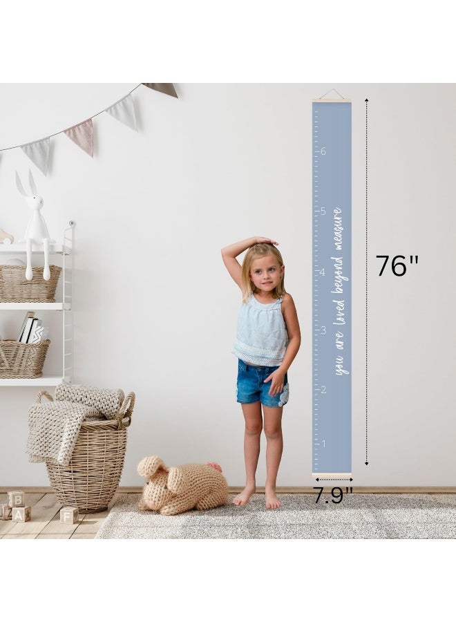Morxy Canvas Growth Chart for Kids - Unisex Kids Room Wall Decor - Gray Wall Tape with Height Chart for Kids- Blue - Image 4